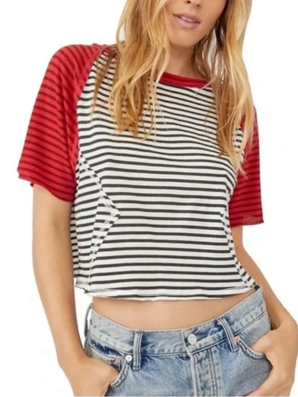 We The Free x Free People Sammie Stripee Short Sleeve Tee M